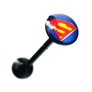 Superman Blackline Tongue Bar Ring