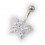 White Pebble Stones Butterfly Navel Ring in 925 Sterling Silver