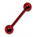 Red Anodized Straight Bar Eyebrow Barbell w/ Balls