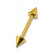 Gold Anodized Straight Bar Eyebrow Barbell w/ Spikes