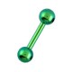 Piercing Ceja Titanio Grado 23 Derecho Anodizado Verde Dos Bolas