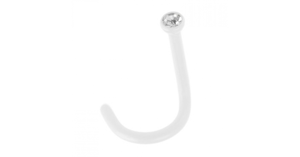 Barbell Piercing Langue Bioflex Blanc – Barre 1.6x16mm, Boule 6mm, Plastique Flexible, Vendu à L’unité