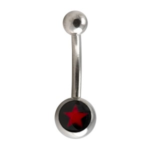 Augenbrauenpiercing Symbol Stern Rot / Schwarz