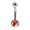 Fancy Eyebrow Curved Bar Ring w/ The Rolling Stones Symbol