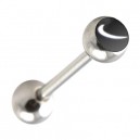 Surgical Steel Tongue Barbell Ring w/ White/Black Nike Logo
