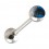 Surgical Steel Tongue Barbell w/ Black/Blue Dolphin Symbol