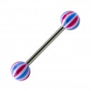 Blue/Red Beach Ball 316L SS Tongue Barbell Ring
