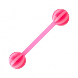 Pink/White Bicolor Bioflex Tongue Barbell Ring