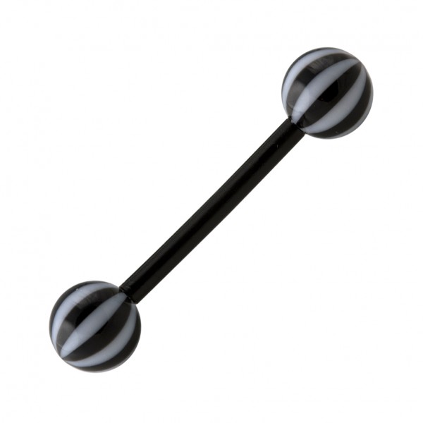x 6 mm Acrylic Balls PTFE Bioflex Black Tongue Ring Barbell Bar Piercing Jewel 3/4 1.6 x 19