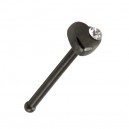 Gerader Nasenpiercing-Pin Stahl 316L Blackline Herz Strass Wei&szlig;