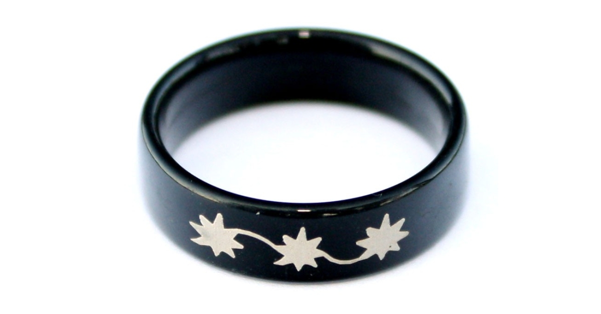 Bague élastique Ajustable Avec Pierre Acrylique Noire Et Blanche - Couleur Argent - Neuf Avec étiquettes
