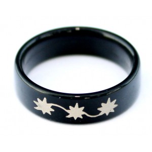 Black & UV Reactive Acrylic Ring w/ 3 Stars Logo