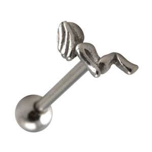 Woman Casting 316L Surgical Steel Tongue Bar Ring