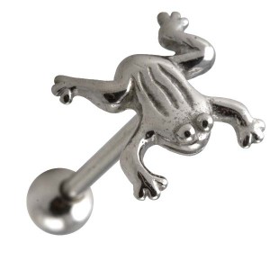 Frog Casting 316L Surgical Steel Tongue Bar Ring