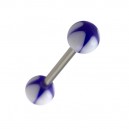Acrylic Tongue Bar Ring w/ Bluish Purple/White Star