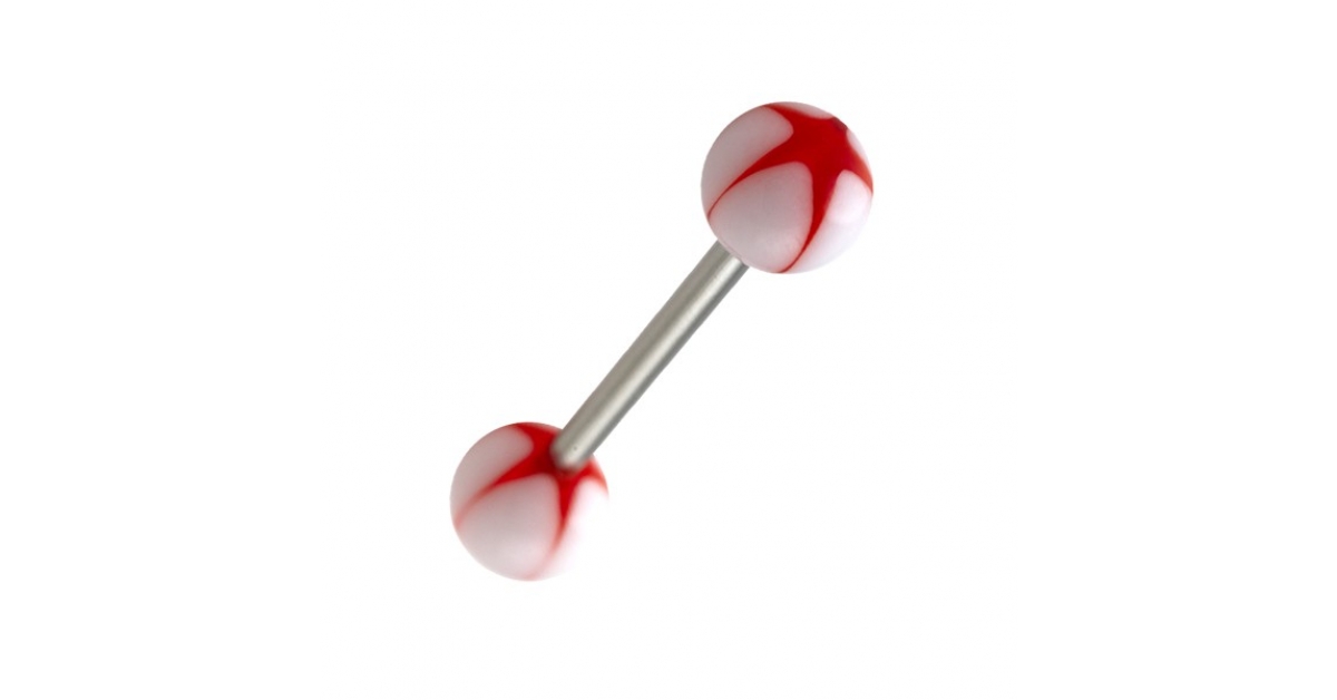 Acrylic Tongue Bar Ring w/ Red/White Star Votre Piercing