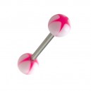 Acrylic Tongue Bar Ring w/ Pink/White Star