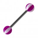 Purple 8 Faces Ball Acrylic Tongue Barbell Ring