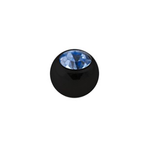 Einzelne Piercing-Kugel Schwarz mit Hellblauen Strassstein