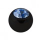 Einzelne Piercing-Kugel Schwarz mit Hellblauen Strassstein