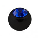 Only Piercing Replacement Black Ball with Dark Blue Strass