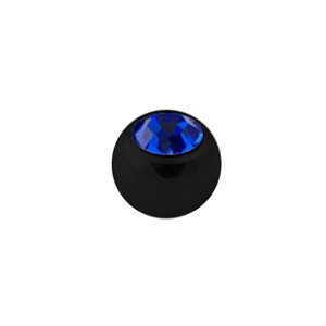Bola de Piercing Negro Sólo con Strass Azul Oscuro