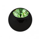 Only Piercing Replacement Black Ball with Light Green Strass