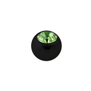 Bola de Piercing Negro Sólo con Strass Verde Claro