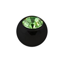 Only Piercing Replacement Black Ball with Light Green Strass