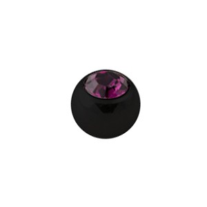 Bola de Piercing Negro Sólo con Strass Púrpura