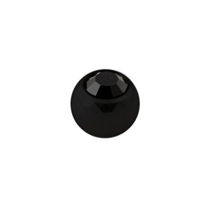 Einzelne Piercing-Kugel Schwarz mit Schwarzen Strassstein