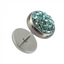 Turquoise Strass Crystal Discs Fake Earlobe Plug Stud Earring