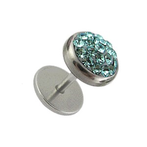 Faux Plug Oreille Disques Strass Cristal Turquoise