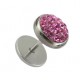 Pink Strass Crystal Discs Fake Earlobe Plug Stud Earring