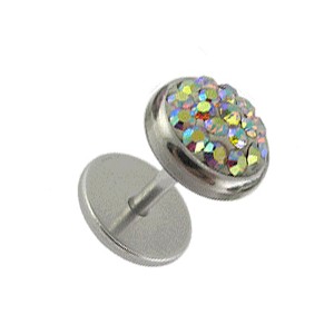 Rainbow Strass Crystal Discs Fake Earlobe Plug Stud Earring