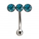 Arcade Acier Triple Strass Horizontal Turquoise