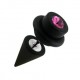 Fake Plug Ohr Schwarz Spitze & Zylinder O Ring Zirkonia Rosa