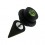 Black Earlobe Fake Plug w/ Cone & Light Green Zirconium O Ring Cylinder