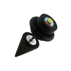 Falso Dilatador Oreja Negro Cono & Cilindro O Ring barato Zirconia Multicolor