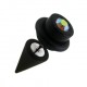 Black Earlobe Fake Plug w/ Cone & Rainbow Zirconia O Ring Cylinder
