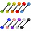 Pack 10x Transparent Marbled Acrylic Tongue Ring