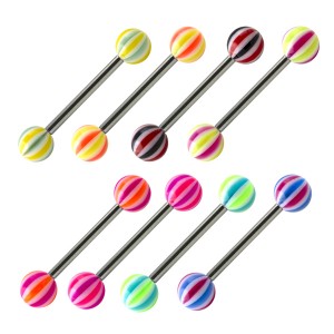 Set 8er Zungenpiercing Beach Ball Stahl 316L