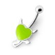 Nombril Argent 925 Diable Coeur Rexine Vert Pomme