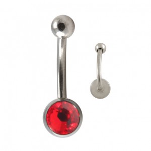 Piercing Arcade Acier Chirurgical 316L Disque Strass Rouge