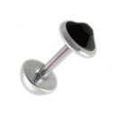 5mm Black CZ Zirconia & Half-Ball Fake Earlobe Plug Ear Stud