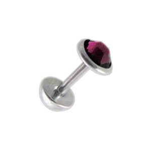 5mm Purple CZ Zirconia & Half-Ball Fake Earlobe Plug Ear Stud