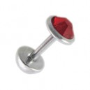 Faux Plug Oreille Zircone CZ Rouge 5 mm & Demi-Boule