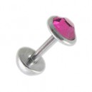 5mm Pink CZ Zirconia & Half-Ball Fake Earlobe Plug Ear Stud