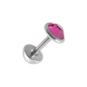 Faux Plug Oreille Zircone CZ Rose 5 mm & Demi-Boule