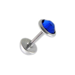 5mm Dark Blue CZ Zirconia & Half-Ball Fake Earlobe Plug Ear Stud